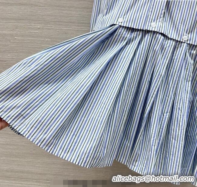 Reasonable Price Miu Miu Striped Shirt Dress 0814 Blue 2025