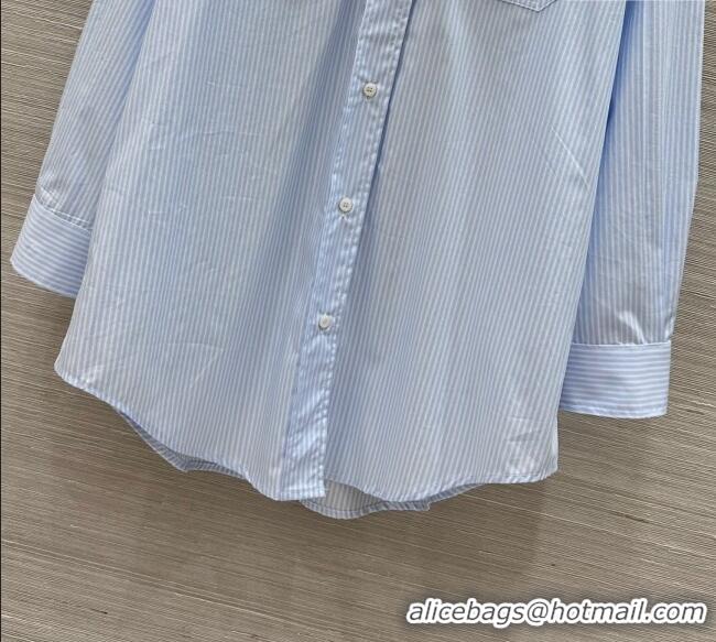 Trendy Design Miu Miu Striped Shirt with Tie 0814 Blue 2025