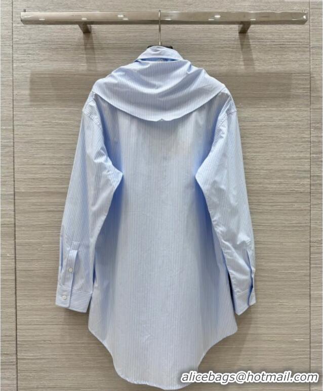 Trendy Design Miu Miu Striped Shirt with Tie 0814 Blue 2025