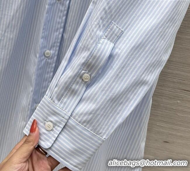 Trendy Design Miu Miu Striped Shirt with Tie 0814 Blue 2025