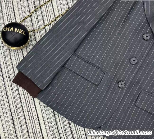 Reasonable Price Miu Miu Striped Jacket 0814 Dark Grey 2025