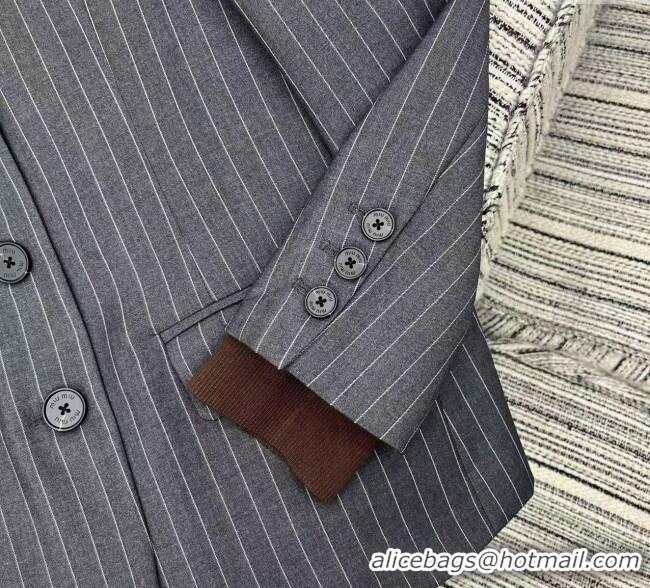 Reasonable Price Miu Miu Striped Jacket 0814 Dark Grey 2025