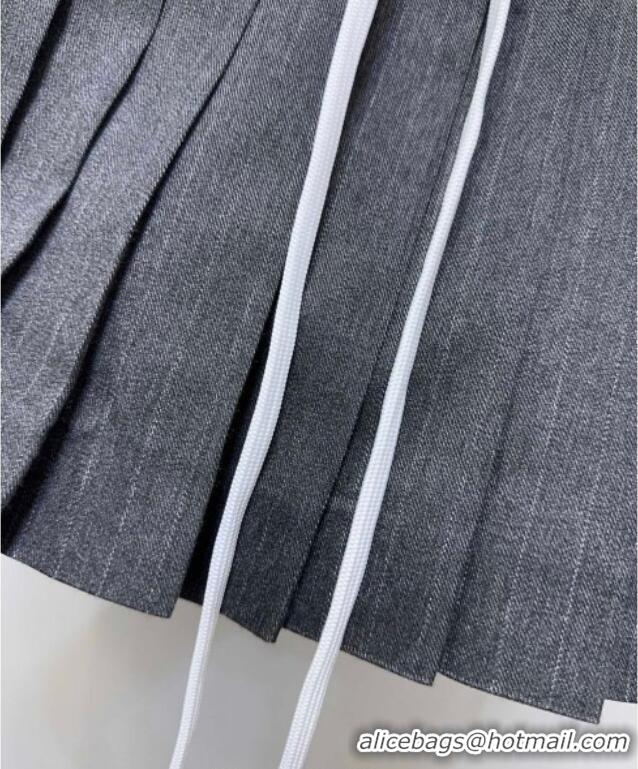 ​Luxury Discount Miu Miu Pleated Mini Skirt 0815 Grey 2025