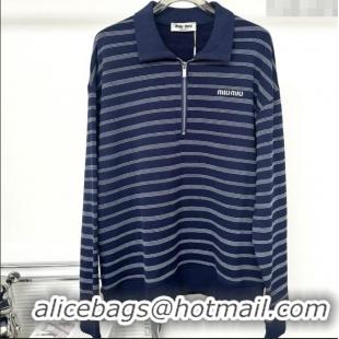 Reasonable Price Miu Miu Striped Shirt M82113 Blue 2025