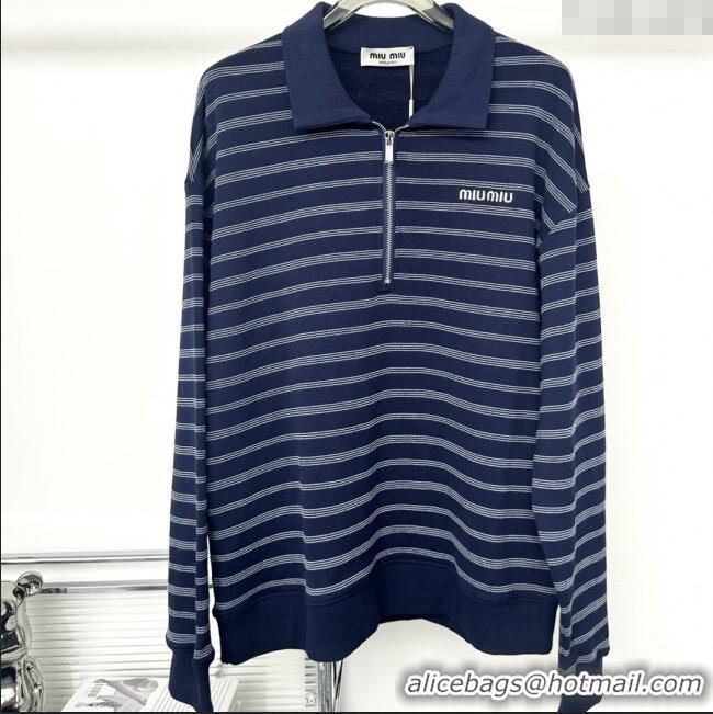Reasonable Price Miu Miu Striped Shirt M82113 Blue 2025