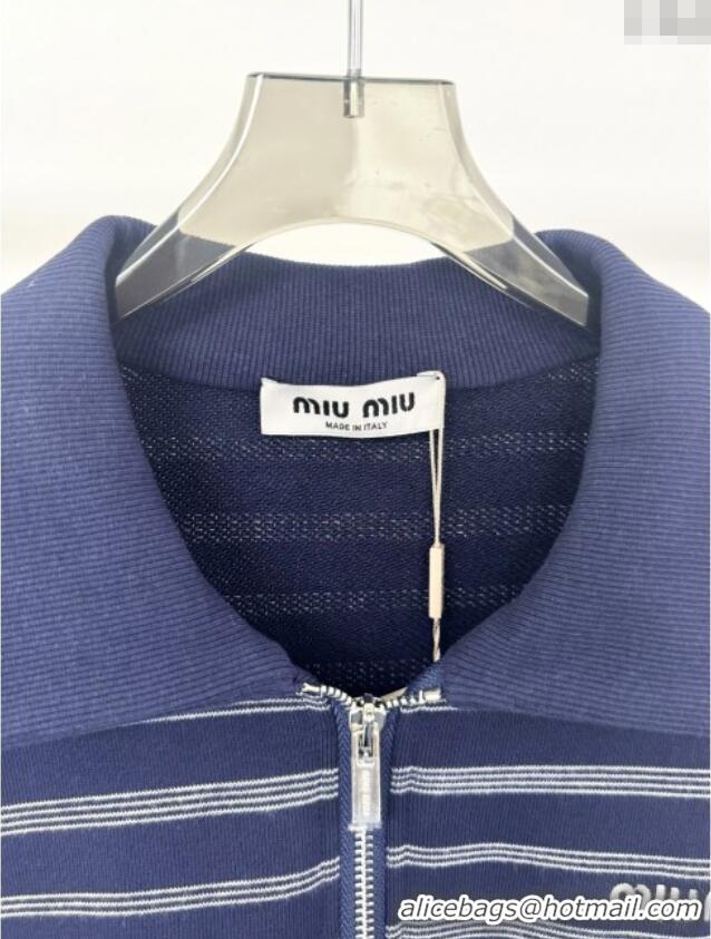 Reasonable Price Miu Miu Striped Shirt M82113 Blue 2025