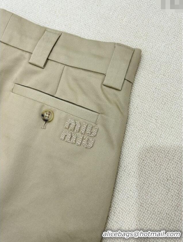 Super Quality Miu Miu Vest and Mini Skirt Set with Plaid Trim MIU090301 Khaki 2025