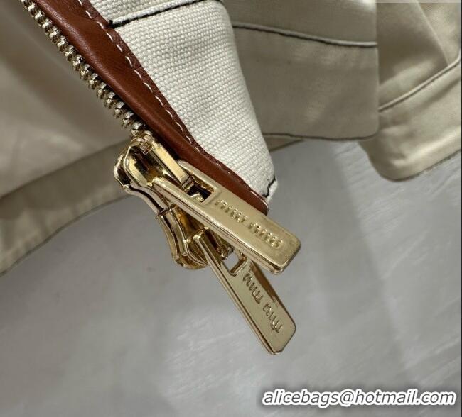 Shop Discount Miu Miu Lambskin Trim and Canvas Jacket 0903 White 2025