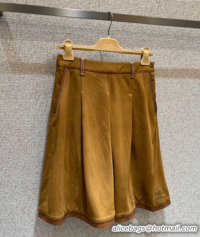 Grade Design Miu Miu Lambskin Suede Mini Skirt MIU090307 Brown 2025
