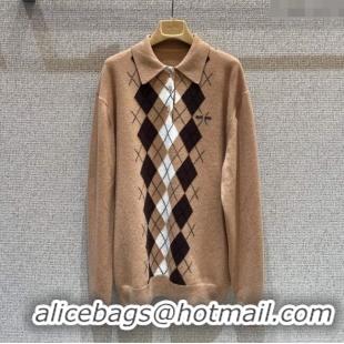 Big Discount Miu Miu Cashmere Polo Sweatshirt MIU090308 Beige 2025