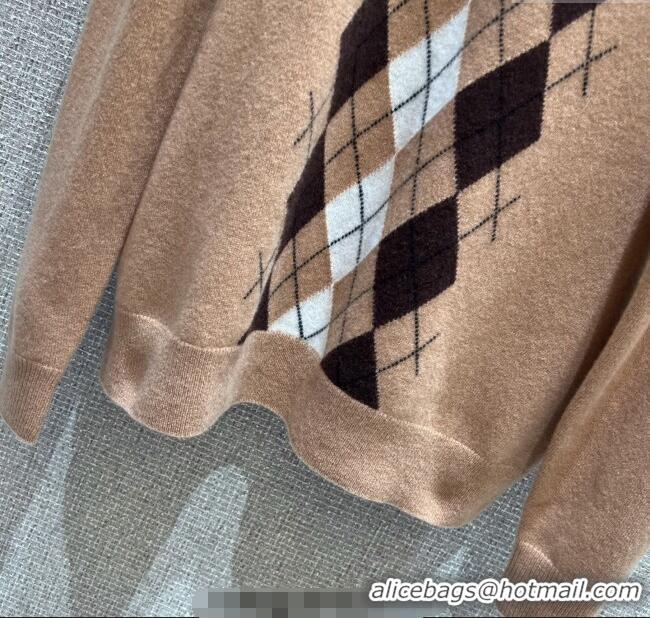 Big Discount Miu Miu Cashmere Polo Sweatshirt MIU090308 Beige 2025