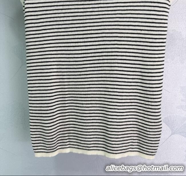 Good Looking Miu Miu Wool Striped Top MIU090302 White/Black 2025