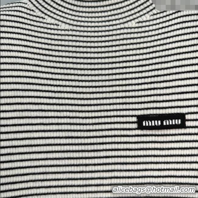 Good Looking Miu Miu Wool Striped Top MIU090302 White/Black 2025