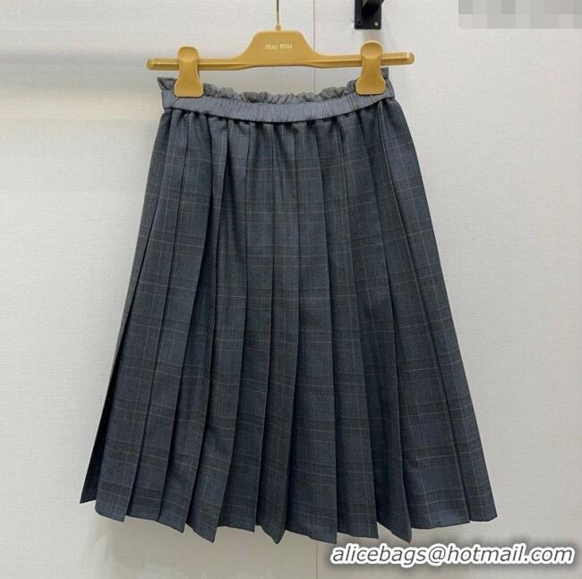 Reasonable Price Miu Miu Plaid Pleated Skirt MIU090309 Grey 2025