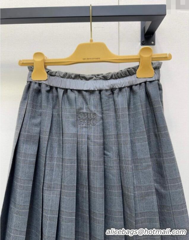 Reasonable Price Miu Miu Plaid Pleated Skirt MIU090309 Grey 2025