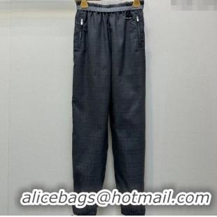Luxury Discount Miu Miu Plaid Pleated Pants MIU090309 Grey 2025