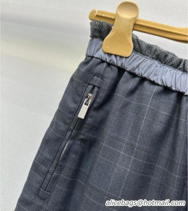 Luxury Discount Miu Miu Plaid Pleated Pants MIU090309 Grey 2025