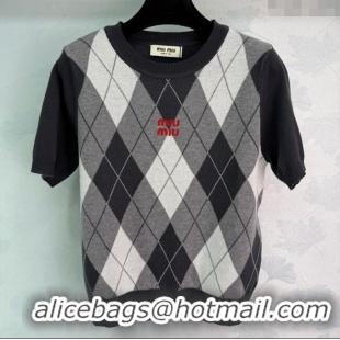 Promotional Miu Miu Wool Cashmere T-Shirt MIU0903016 Black/Grey/White 2025