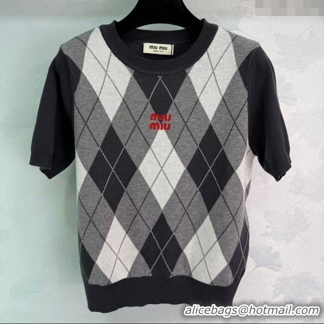 Promotional Miu Miu Wool Cashmere T-Shirt MIU0903016 Black/Grey/White 2025