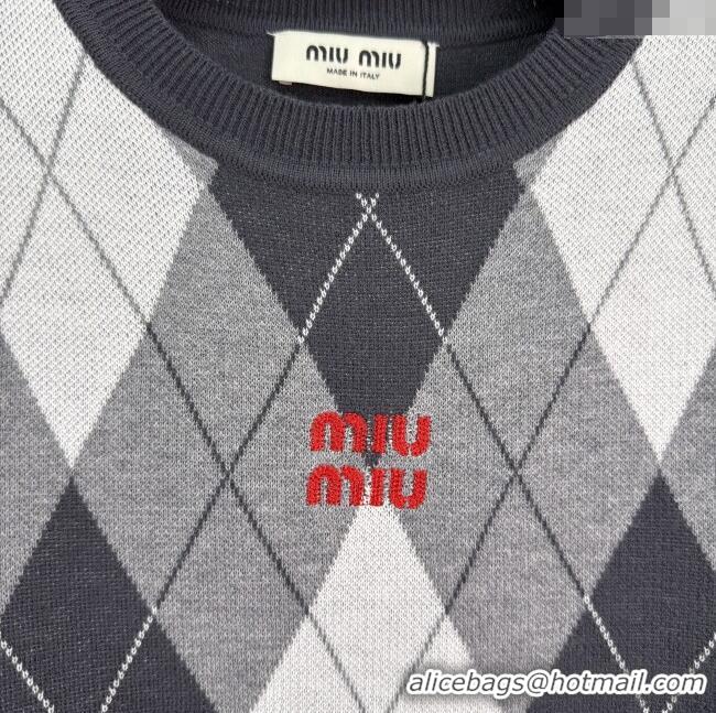 Promotional Miu Miu Wool Cashmere T-Shirt MIU0903016 Black/Grey/White 2025