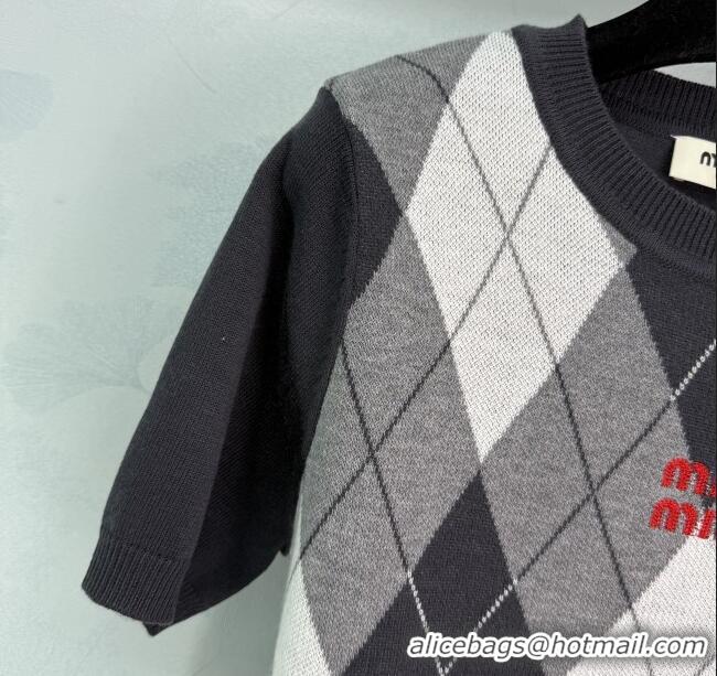 Promotional Miu Miu Wool Cashmere T-Shirt MIU0903016 Black/Grey/White 2025