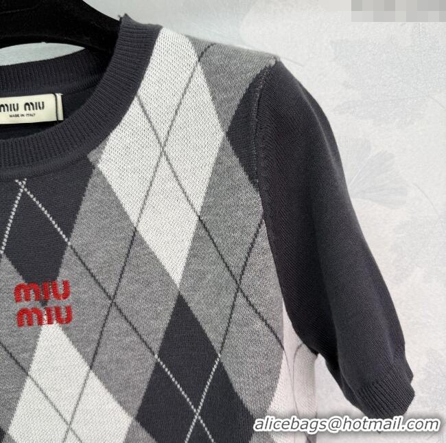 Promotional Miu Miu Wool Cashmere T-Shirt MIU0903016 Black/Grey/White 2025
