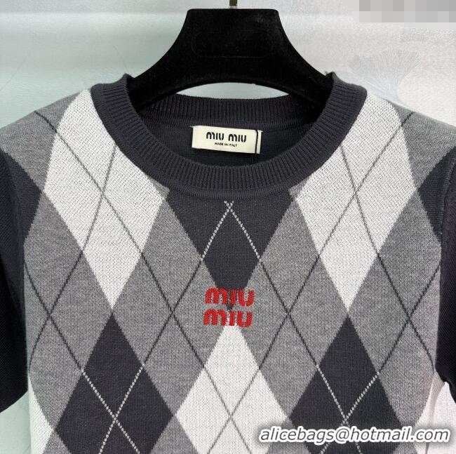Promotional Miu Miu Wool Cashmere T-Shirt MIU0903016 Black/Grey/White 2025