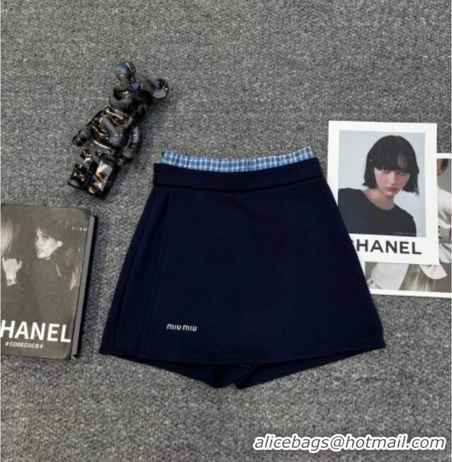 Grade Quality Miu Miu Sweatshirt and Shorts Set with Plaid Trim MIU0903014 Blue 2025