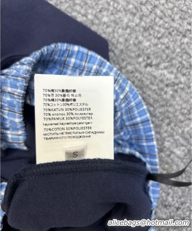 Grade Quality Miu Miu Sweatshirt and Shorts Set with Plaid Trim MIU0903014 Blue 2025