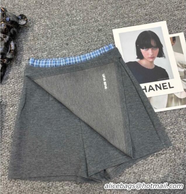 Good Taste Miu Miu Sweatshirt and Shorts Set with Plaid Trim MIU0903014 Grey 2025