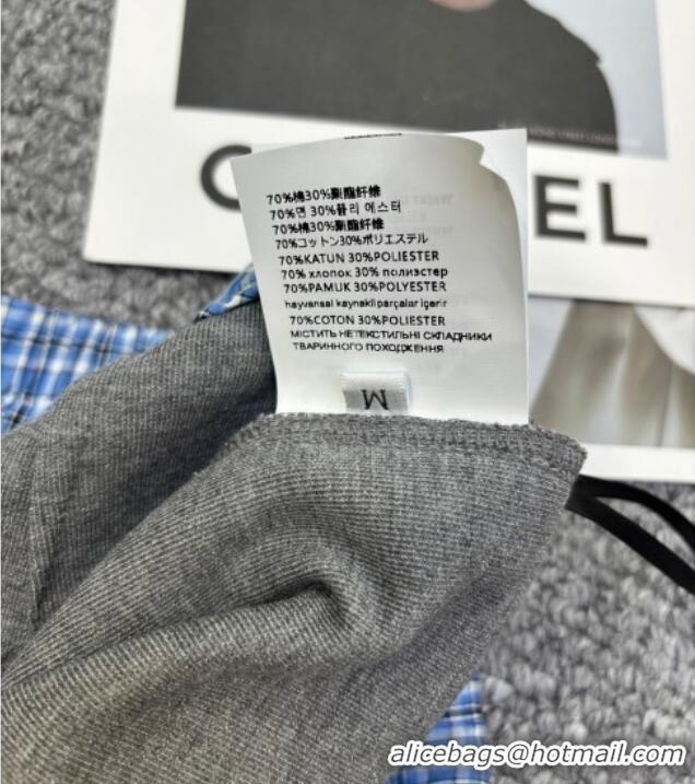 Good Taste Miu Miu Sweatshirt and Shorts Set with Plaid Trim MIU0903014 Grey 2025