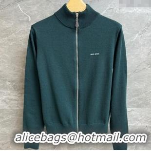 Well Crafted Miu Miu Wool Sweater with Zip MIU0903020 Green 2025