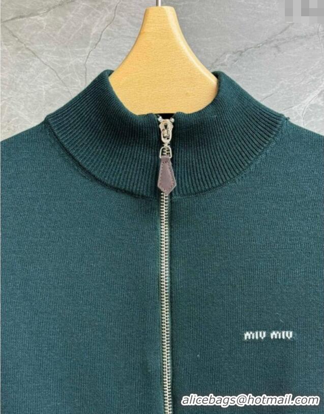 Well Crafted Miu Miu Wool Sweater with Zip MIU0903020 Green 2025