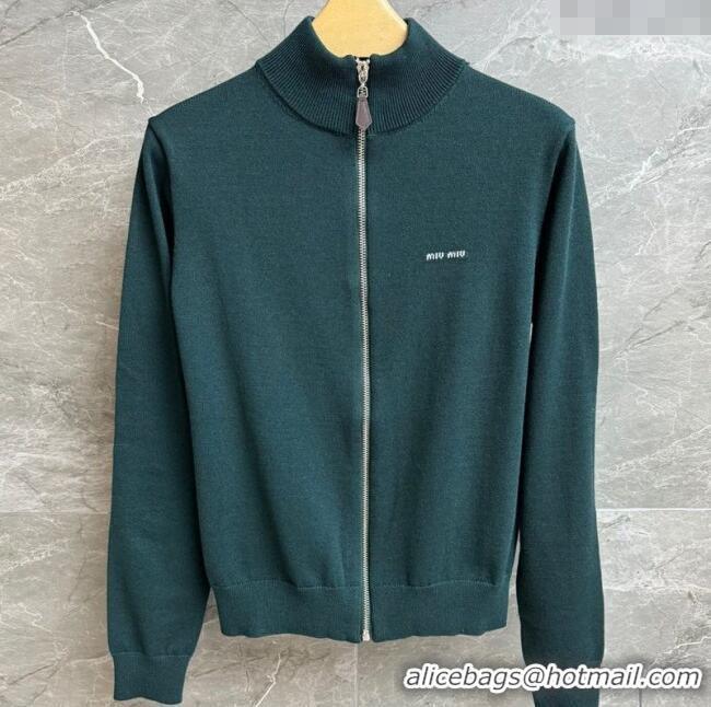 Well Crafted Miu Miu Wool Sweater with Zip MIU0903020 Green 2025