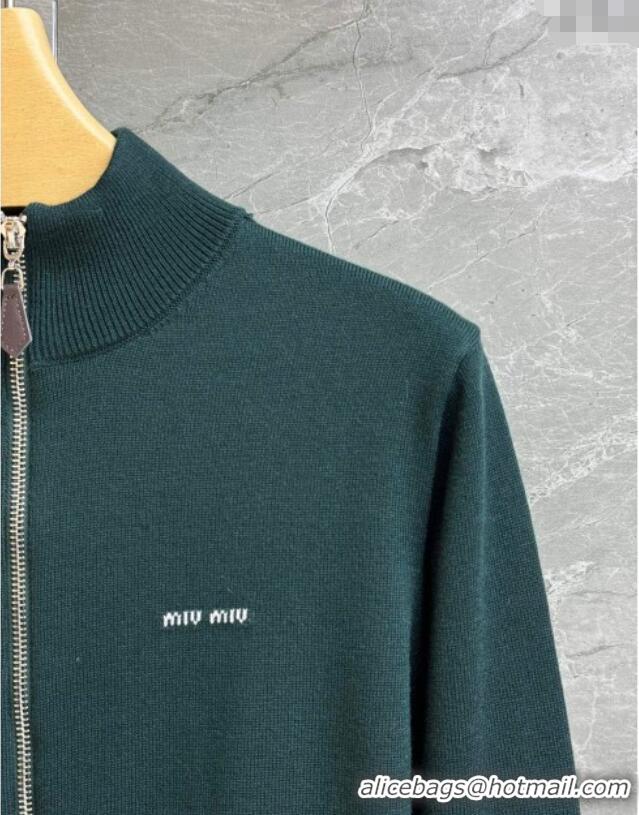Well Crafted Miu Miu Wool Sweater with Zip MIU0903020 Green 2025
