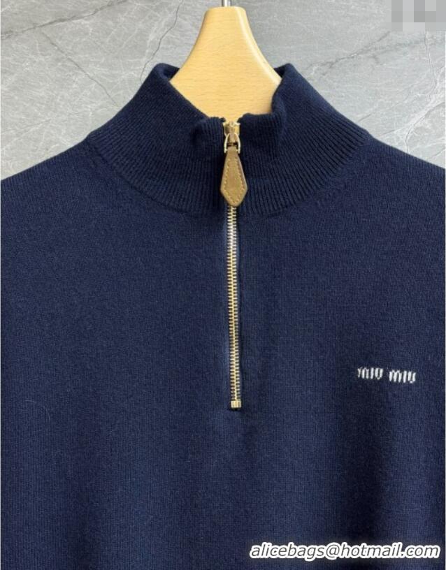 Top Grade Miu Miu Wool Sweater with Zip MIU0903020 Blue 2025