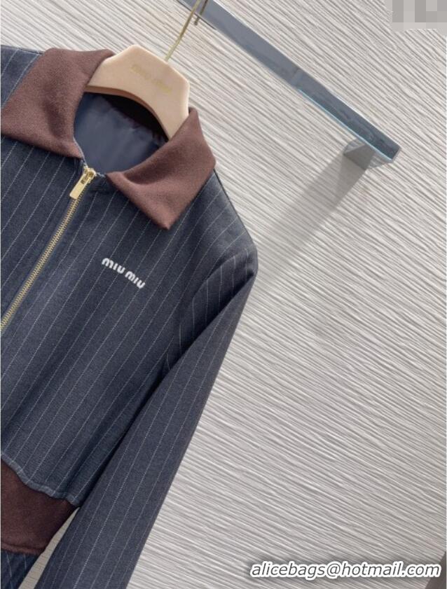 Buy Cheapest Miu Miu Striped Pleated Long Dress MIU0903022 Grey 2025