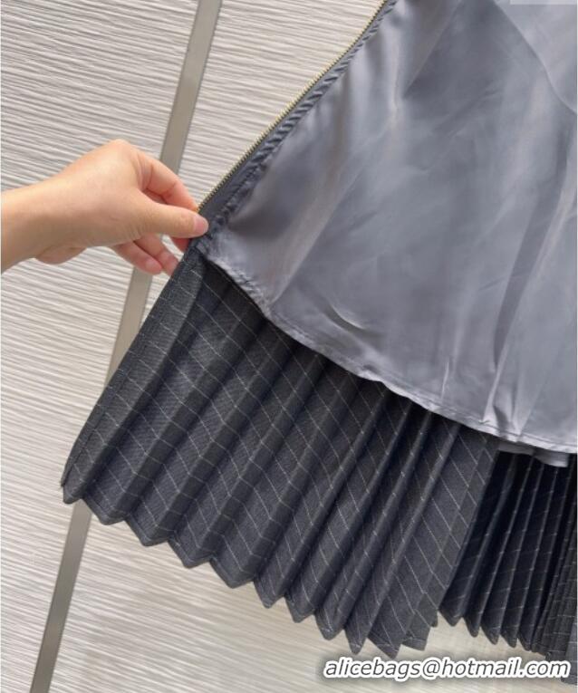 Buy Cheapest Miu Miu Striped Pleated Long Dress MIU0903022 Grey 2025