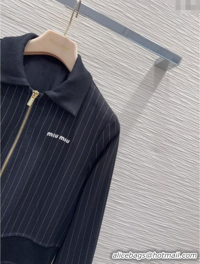 Most Popular Miu Miu Striped Pleated Long Dress MIU0903022 Black 2025
