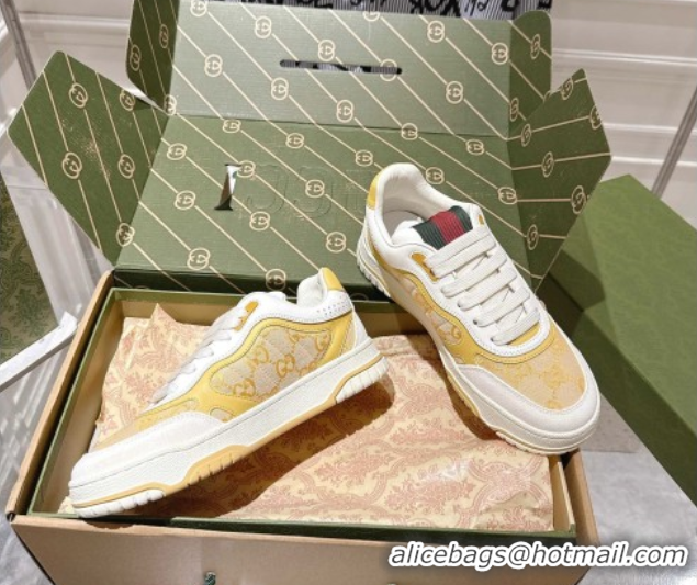 Purchase Gucci Re-Web Sneakers in GG Canvas and Leather Yellow 1021025