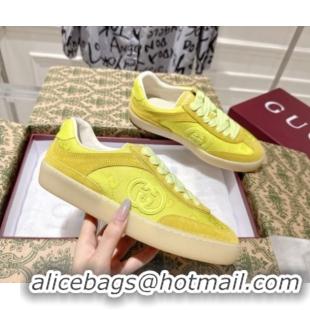 Perfect Gucci G75 Sneakers in GG Nylon and Suede Yellow 1021026