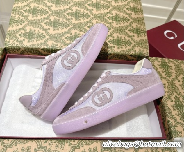 Stylish Gucci G75 Sneakers in GG Nylon and Suede Purple 1021027