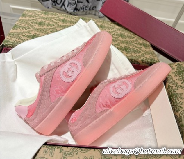 Shop Cheap Gucci G75 Sneakers in GG Nylon and Suede Pink 1021028