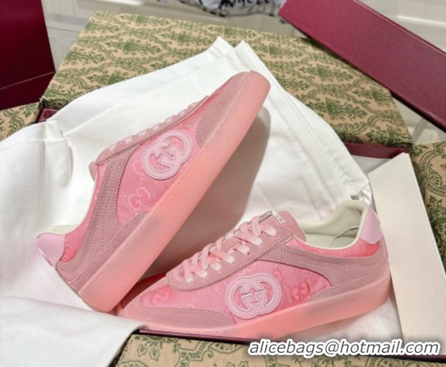Shop Cheap Gucci G75 Sneakers in GG Nylon and Suede Pink 1021028