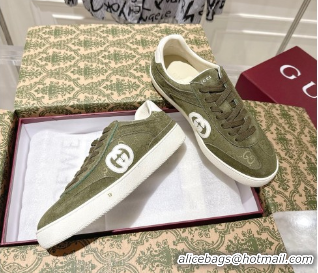 Grade Quality Gucci G75 Sneakers in GG Canvas and Suede Green 1021030