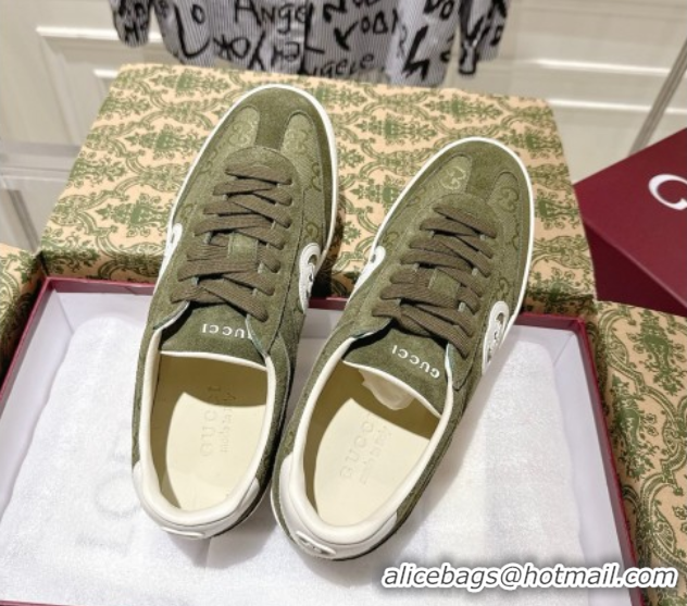 Grade Quality Gucci G75 Sneakers in GG Canvas and Suede Green 1021030