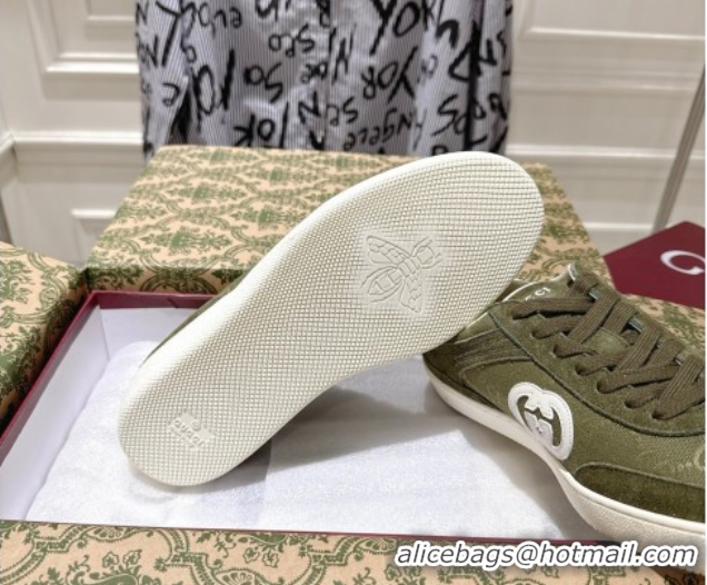 Grade Quality Gucci G75 Sneakers in GG Canvas and Suede Green 1021030