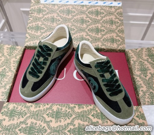 Good Product Gucci G75 Sneakers in Velvet and Suede Green 1021033