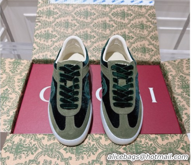 Good Product Gucci G75 Sneakers in Velvet and Suede Green 1021033