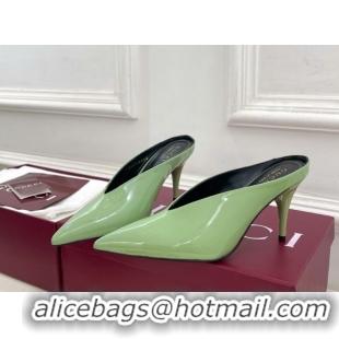 Luxury Gucci 97 Heeled Mules 8.5cm in Patent Leather Green 1021047